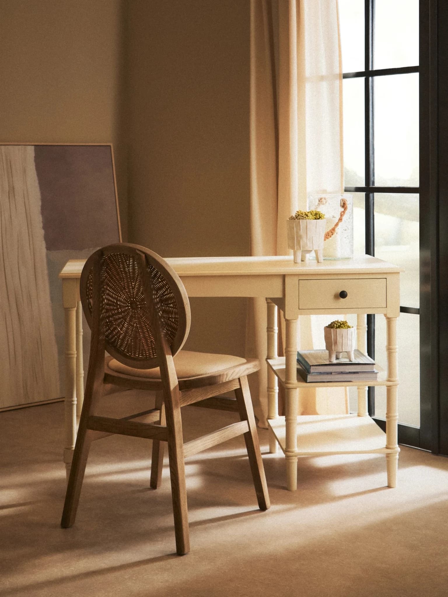 Cebu Beige Fabric and White Wash Elm Wood Dining Chair - Seating, photo 7 of 8