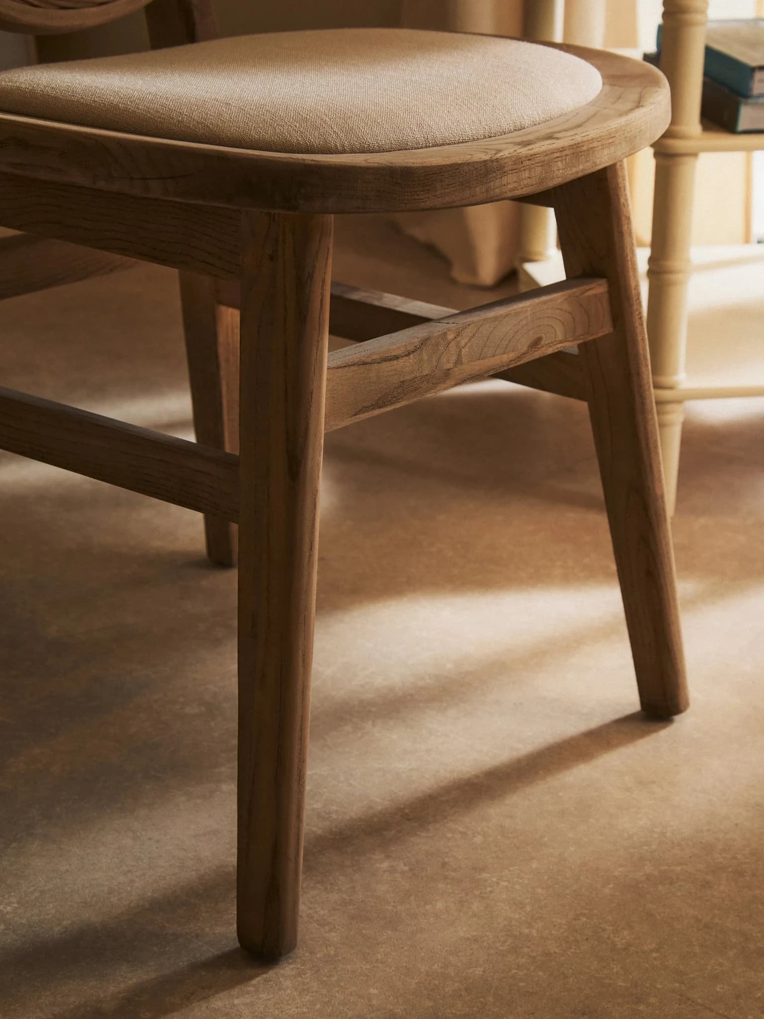Cebu Beige Fabric and White Wash Elm Wood Dining Chair - Seating, photo 4 of 8