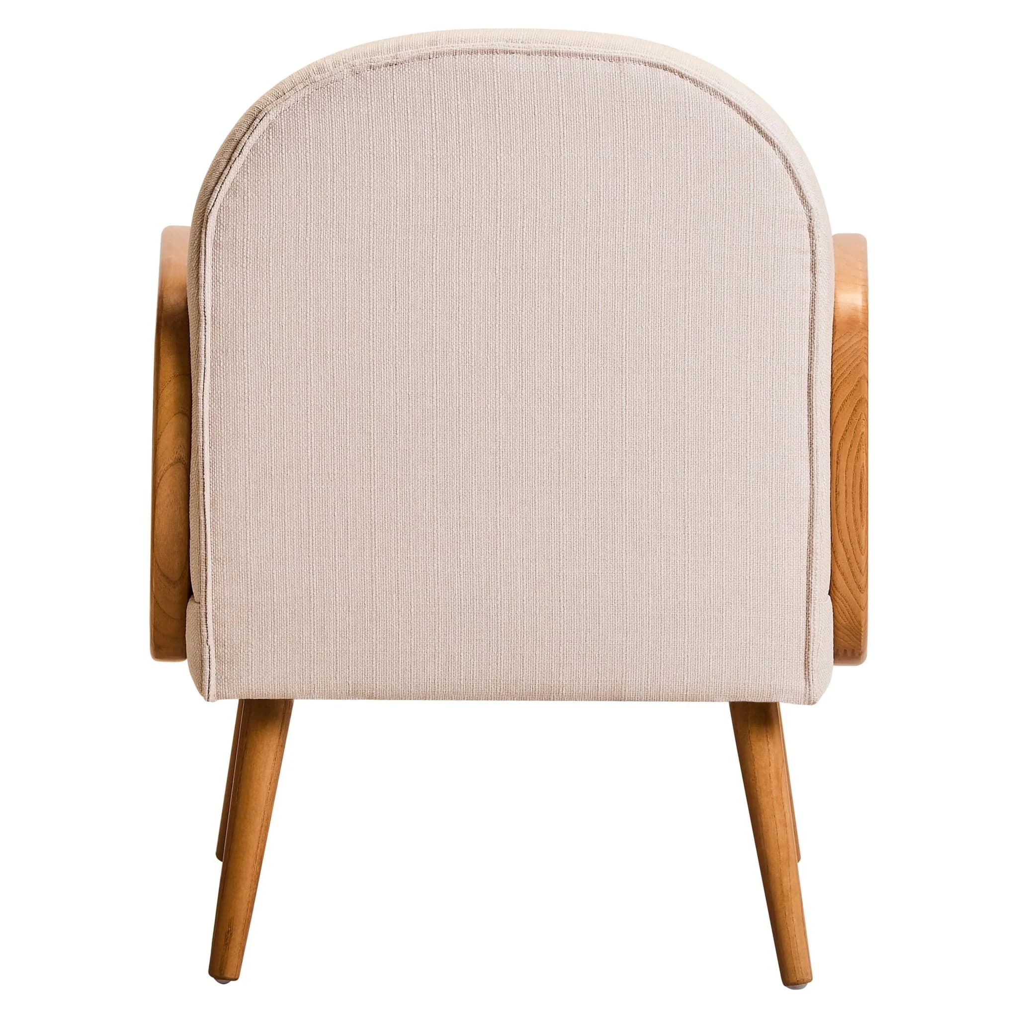 Cebu Ivory Fabric and Cane Chair with Elm Wood Legs - Seating, photo 6 of 8