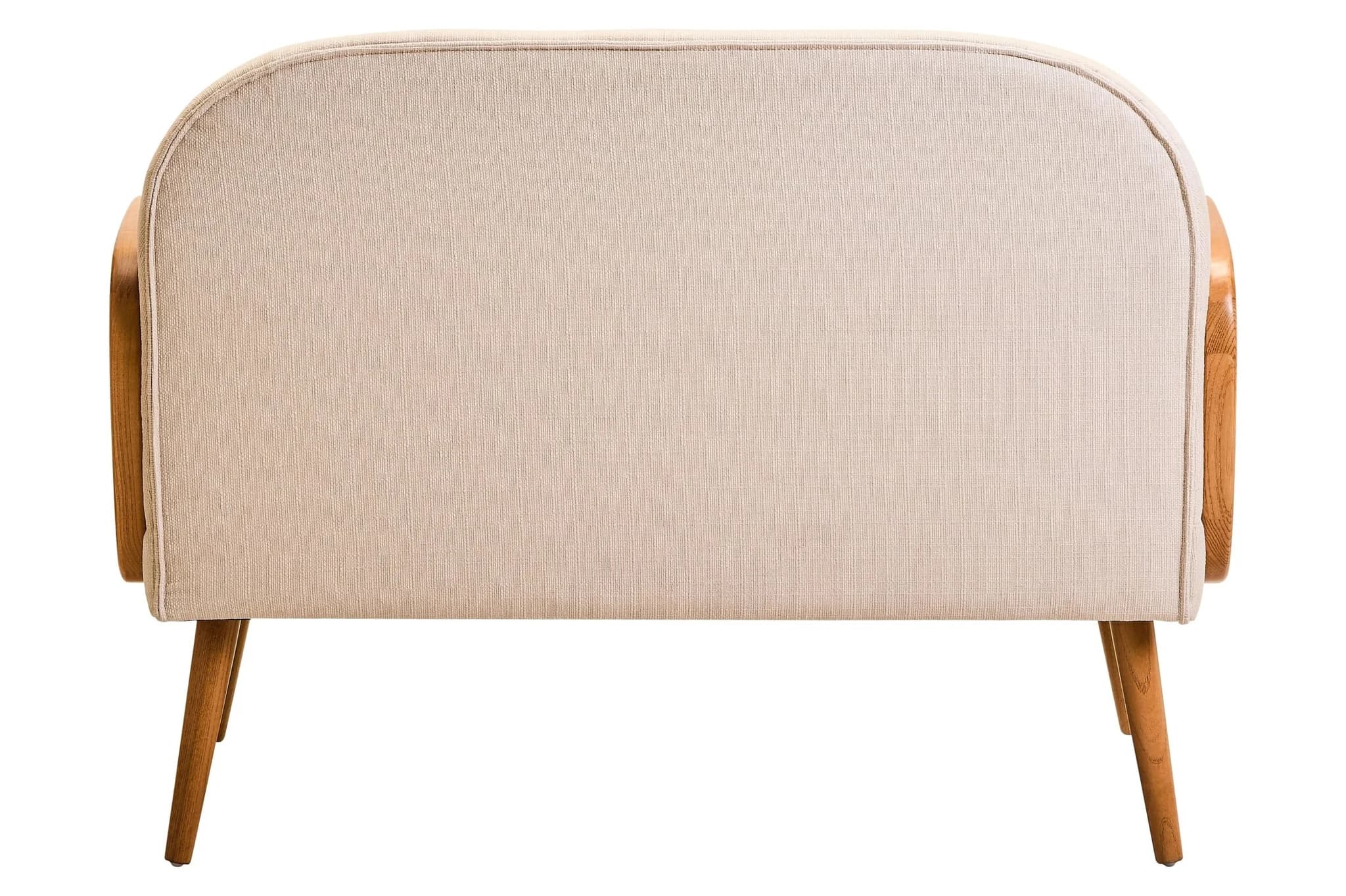 Cebu Ivory Fabric and Cane 2 Seat Sofa with Elm Wood Legs - Seating, photo 8 of 8