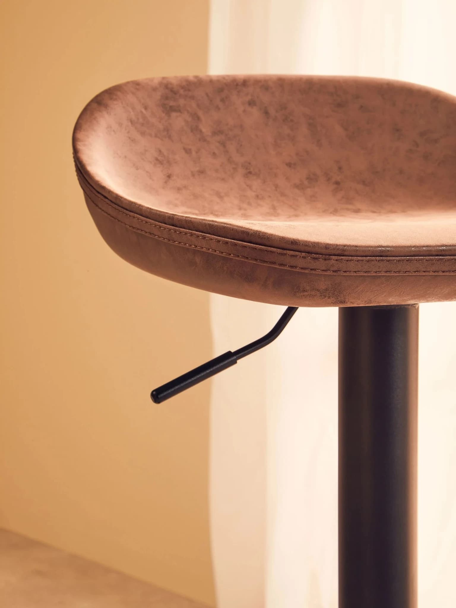 Dalston Brown Set Of Two Leather Effect Bar Stools - Seating, photo 2 of 8