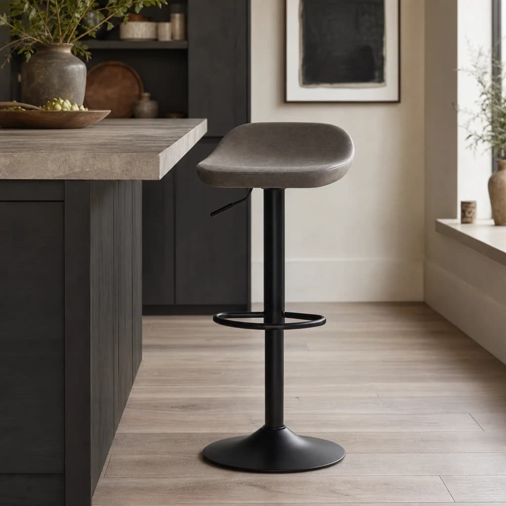 Dalston Brown Grey Set Of Two Leather Effect Bar Stools - Seating, photo 1 of 8