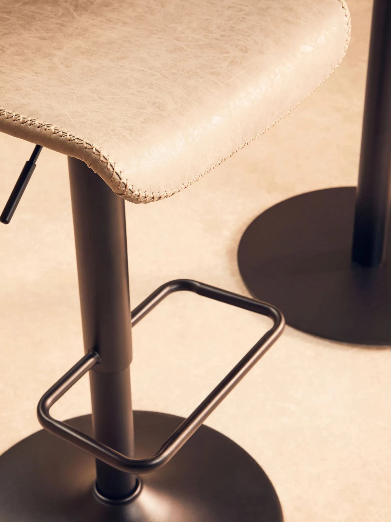 Dalston Brown Grey Set Of Two Leather Effect Bar Chairs - Seating, photo 2 of 6