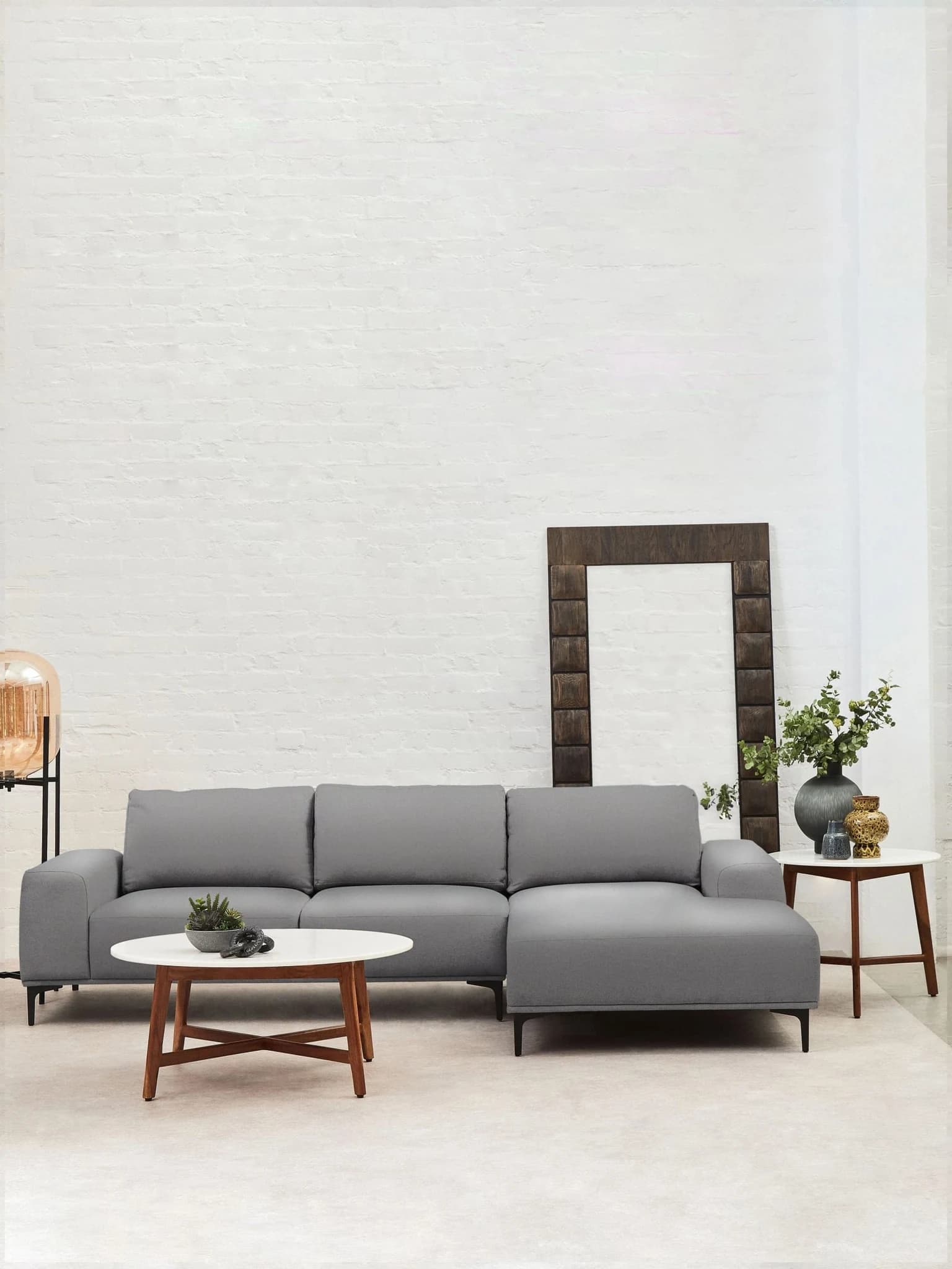 Toulon Grey Fabric 3 Seat Right Chaise Sofa - Seating, photo 4 of 8