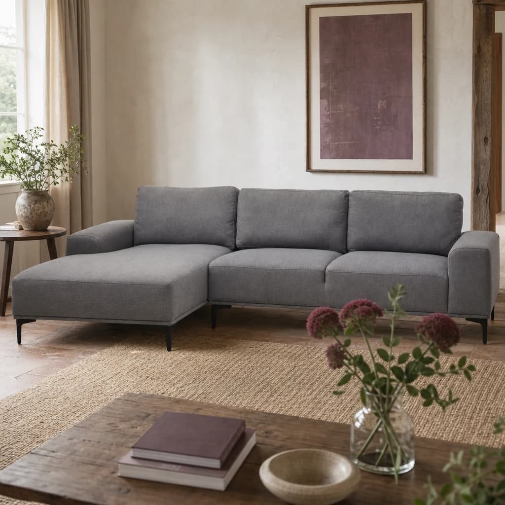 Toulon Grey Fabric 3 Seat Left Chaise Sofa - Seating, photo 1 of 8