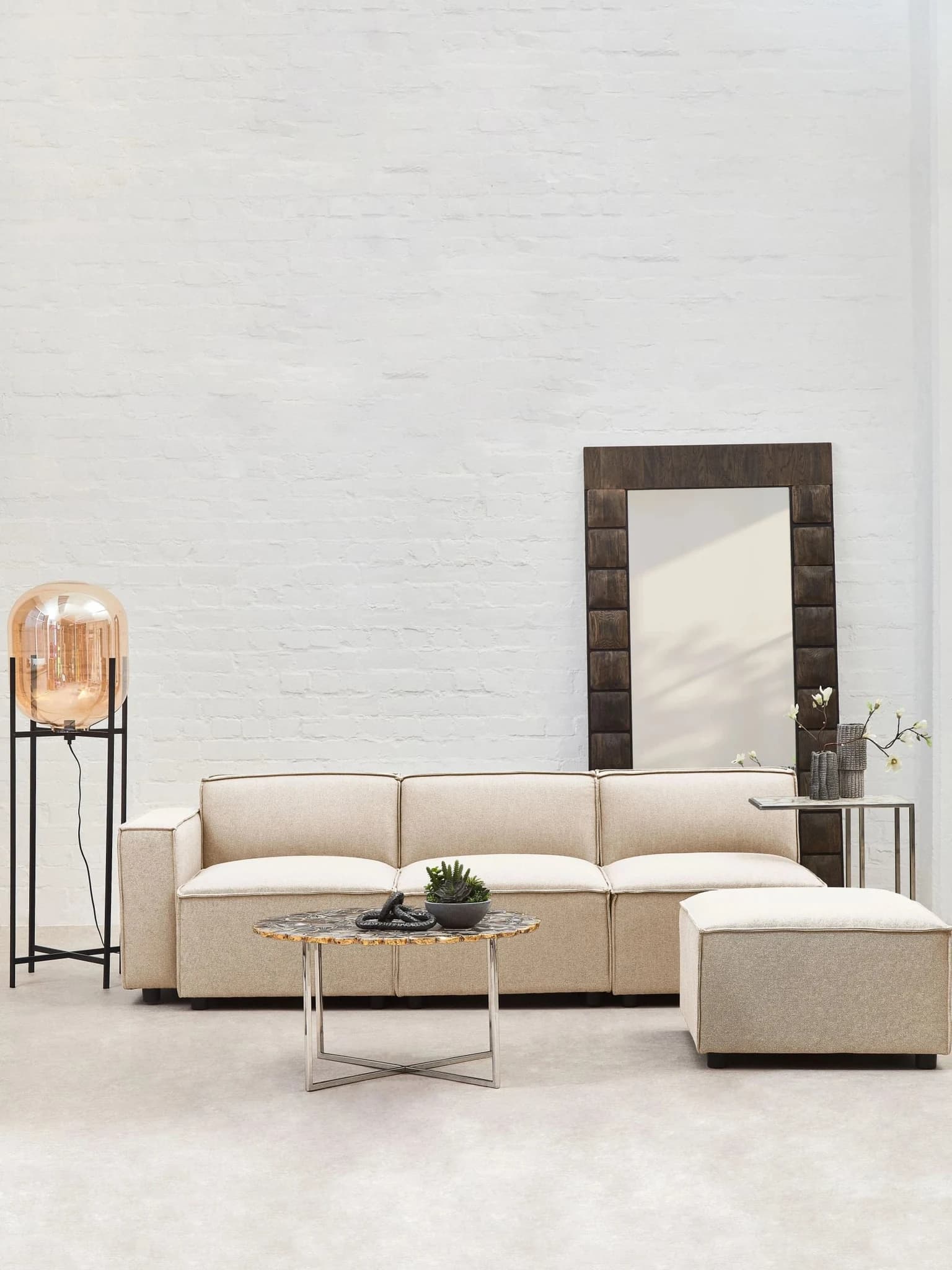 Toulouse Cream Fabric Modular Ottoman - Seating, photo 5 of 8