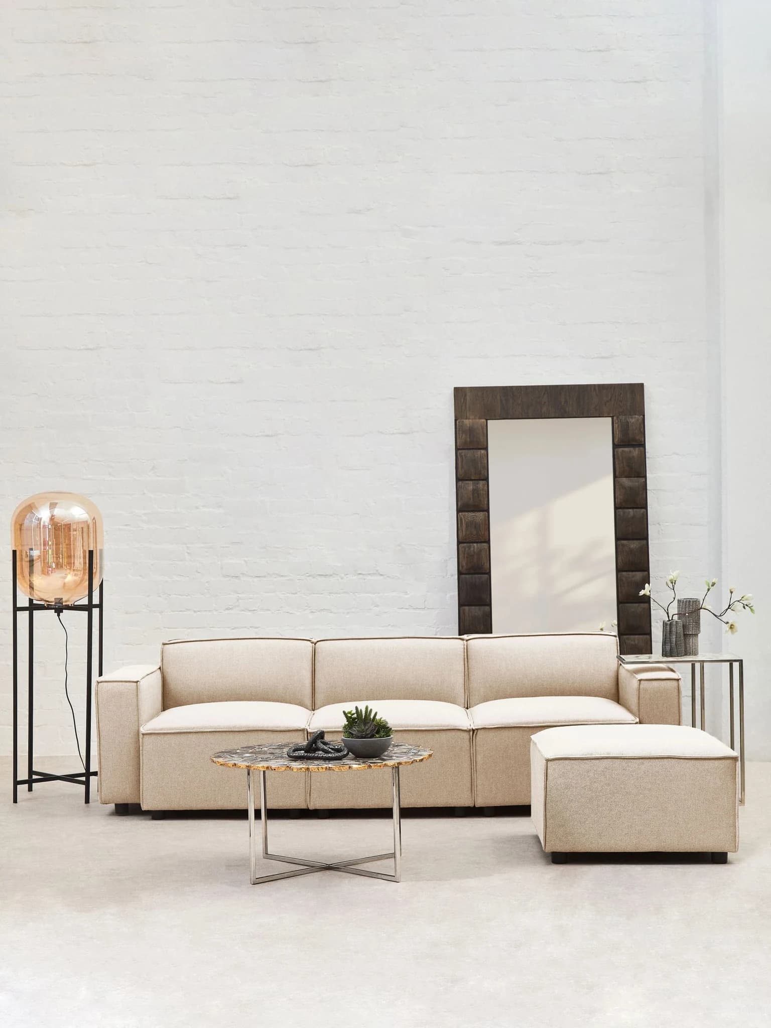 Toulouse Cream Fabric Modular Ottoman - Seating, photo 4 of 8