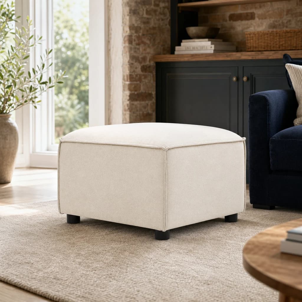 Toulouse Cream Fabric Modular Ottoman - Seating, photo 1 of 8