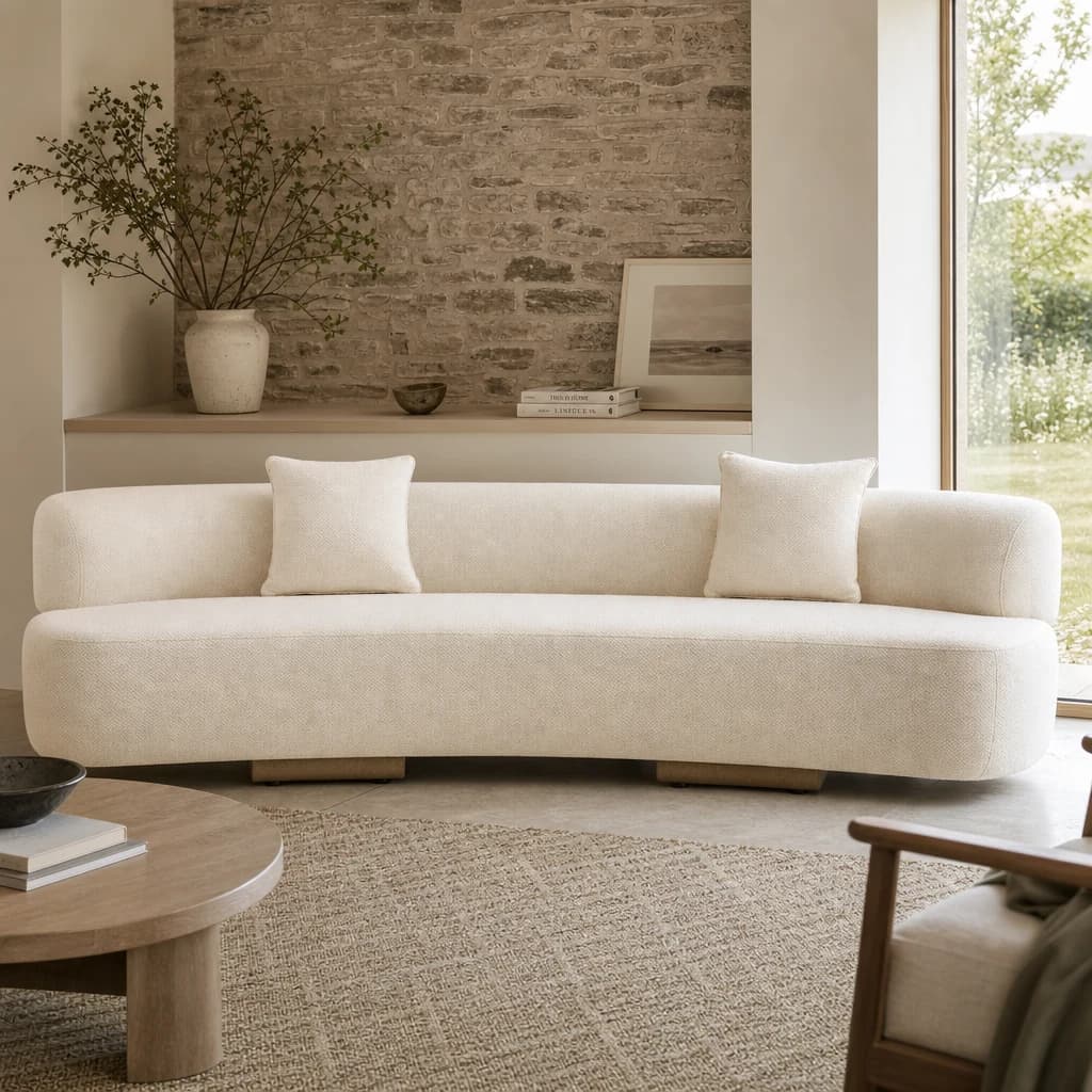 Ozzano Cream Linen Three Seater Sofa - Seating, photo 1 of 8