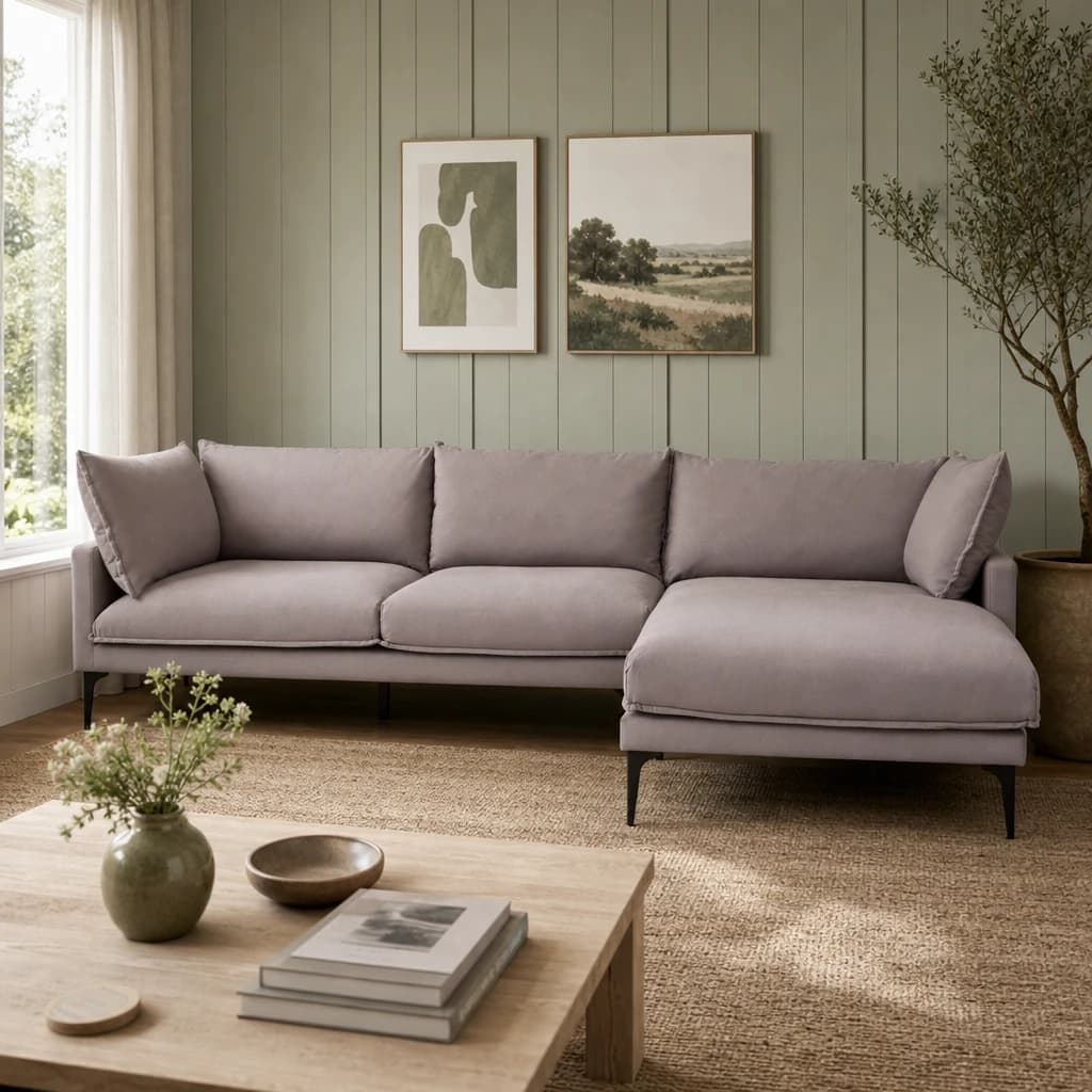 Troyes Grey Three Seat Right Chaise Sofa - Seating, photo 1 of 8