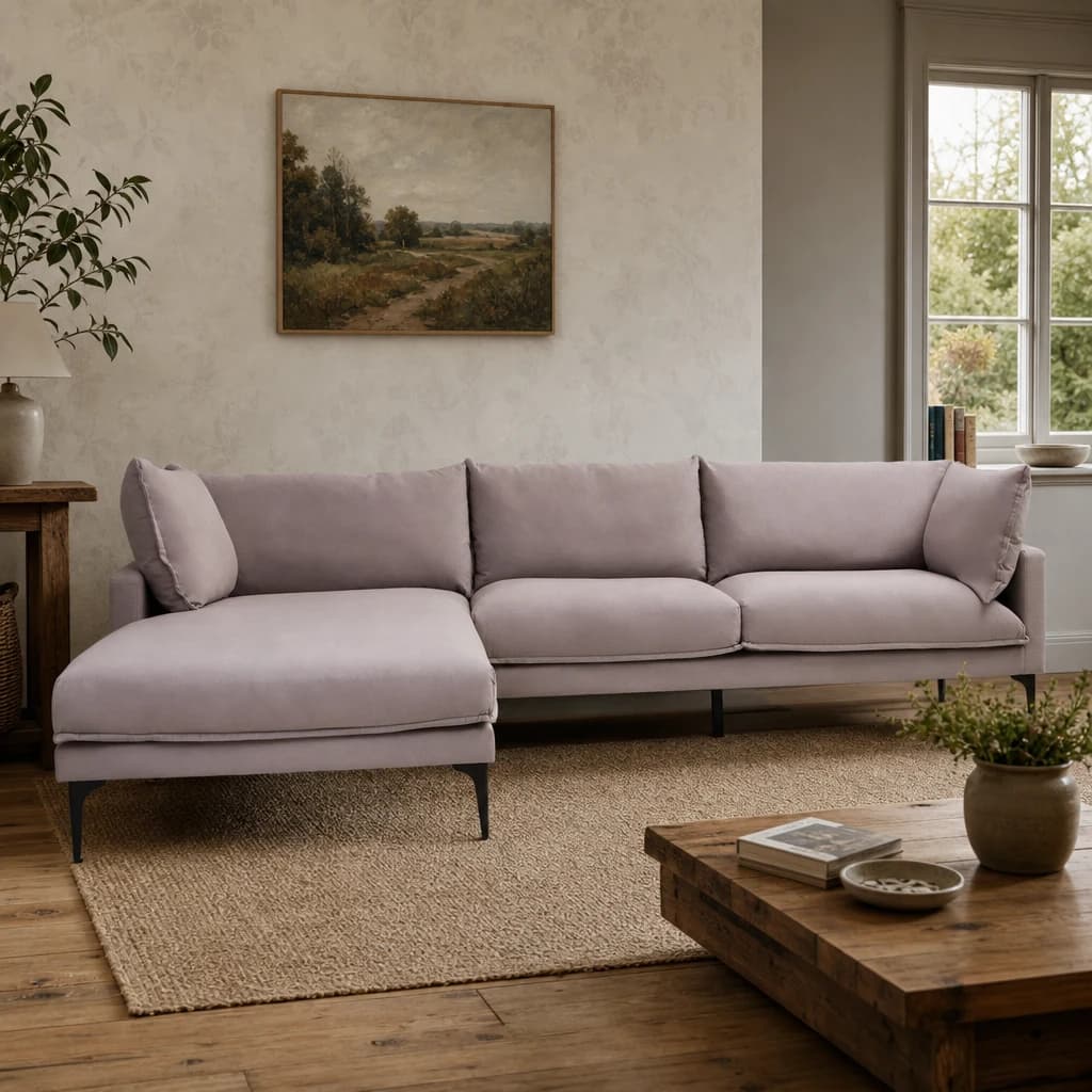 Troyes Grey Three Seat Left Chaise Sofa - Seating, photo 1 of 8