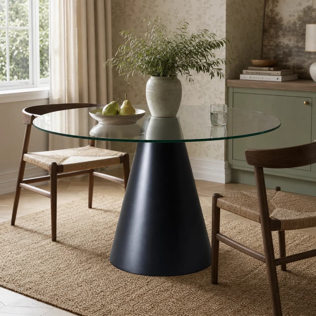 Azalea Large Black Conical Base Round Dining Table - Tables, photo 1 of 4