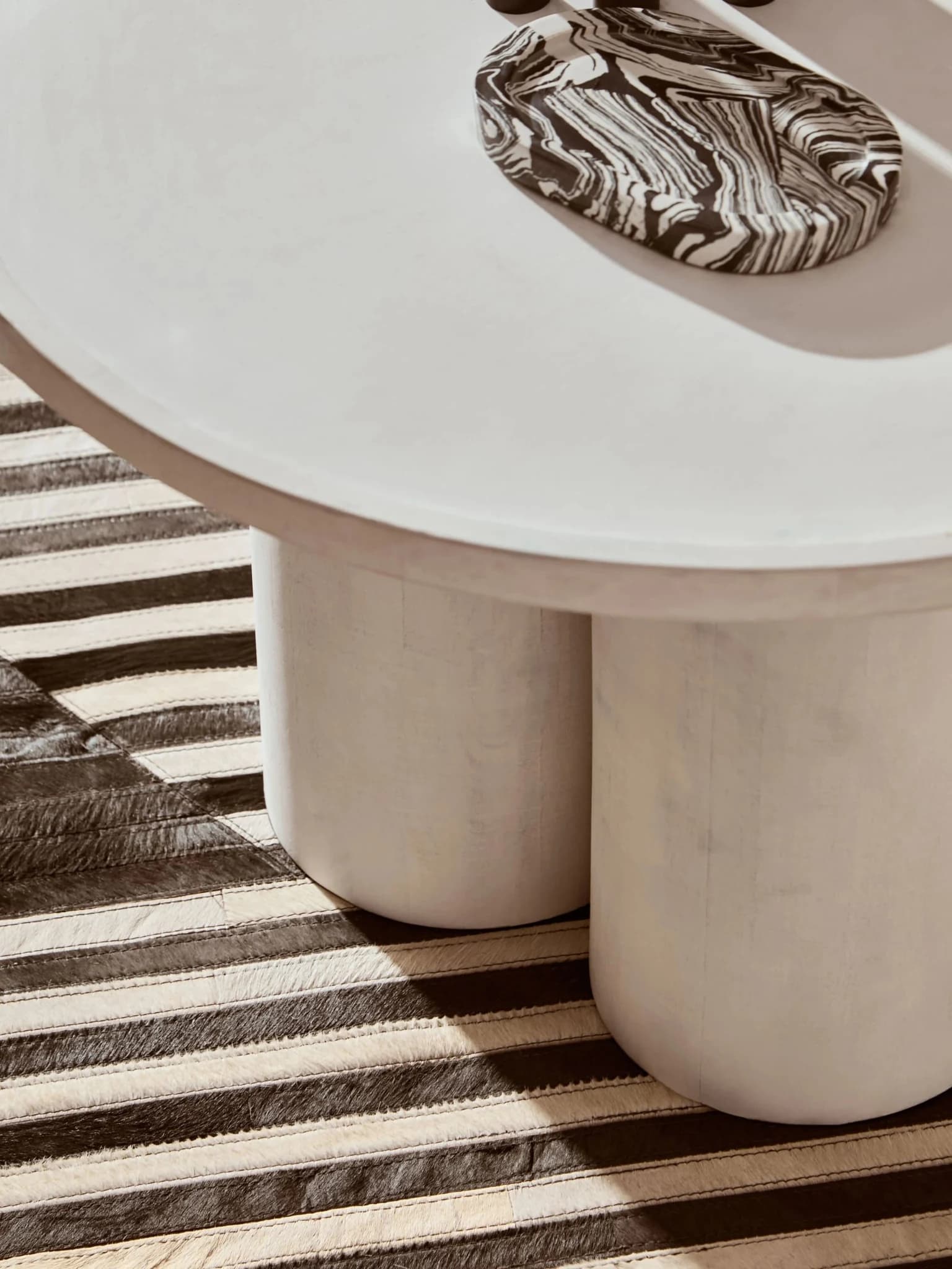 Walsa Whitewash Mango Wood Column Detail Coffee Table - Tables, photo 7 of 8