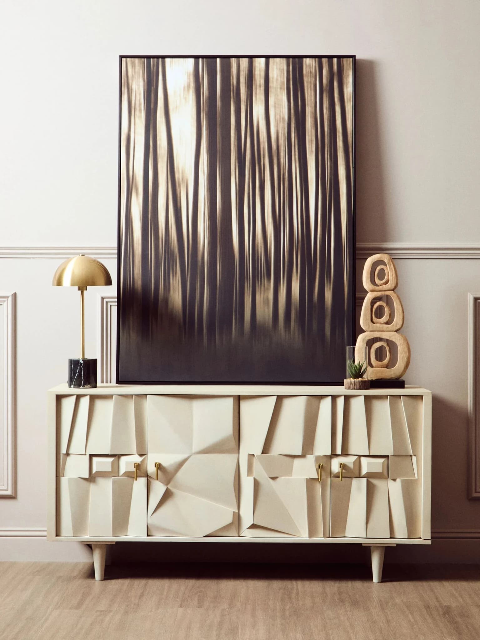 Sita Four Door Whitewash Mango Wood Abstract Sideboard - Bookcases & shelving, photo 6 of 8