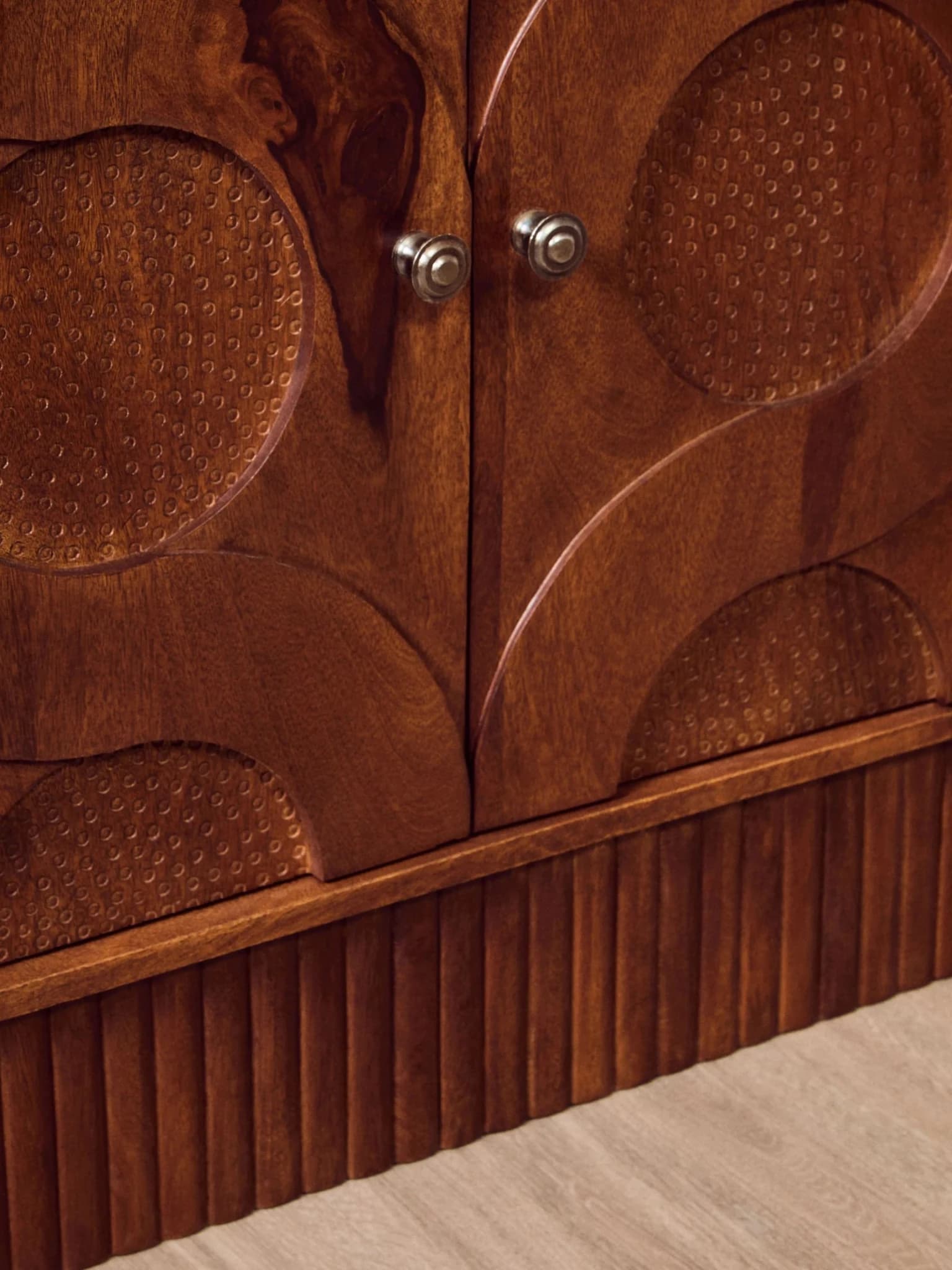 Siva Four Door Mango Wood Hammered Sideboard - Bookcases & shelving, photo 2 of 8