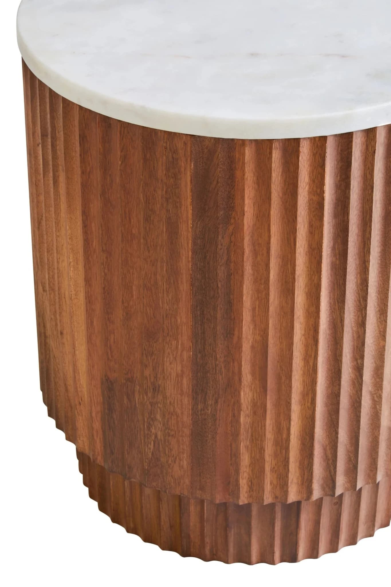 Torcino Mango Wood Carved Design Marble Top Side Table - Tables, photo 4 of 4