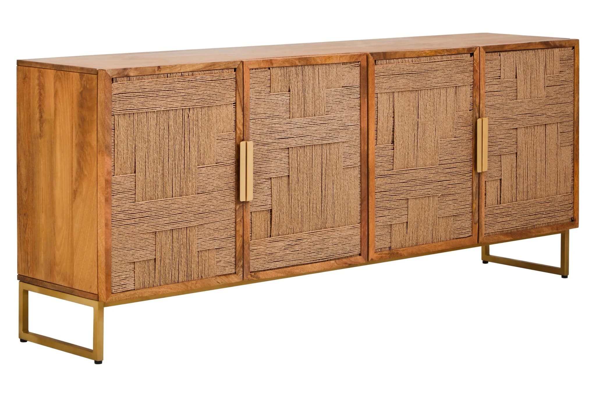 Teora Mango Wood Paper Rope Detail Four Door Sideboard - Bookcases & shelving, photo 5 of 8