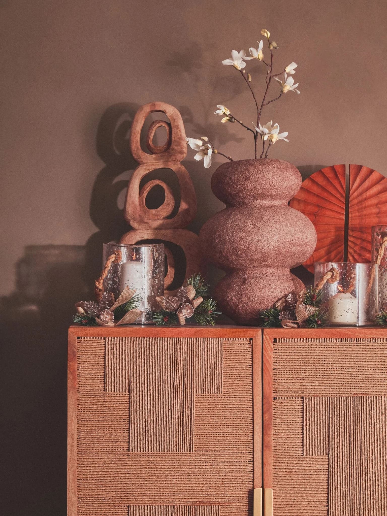 Teora Paper Rope Detail Two Door Mango Wood Cabinet - Bookcases & shelving, photo 4 of 8