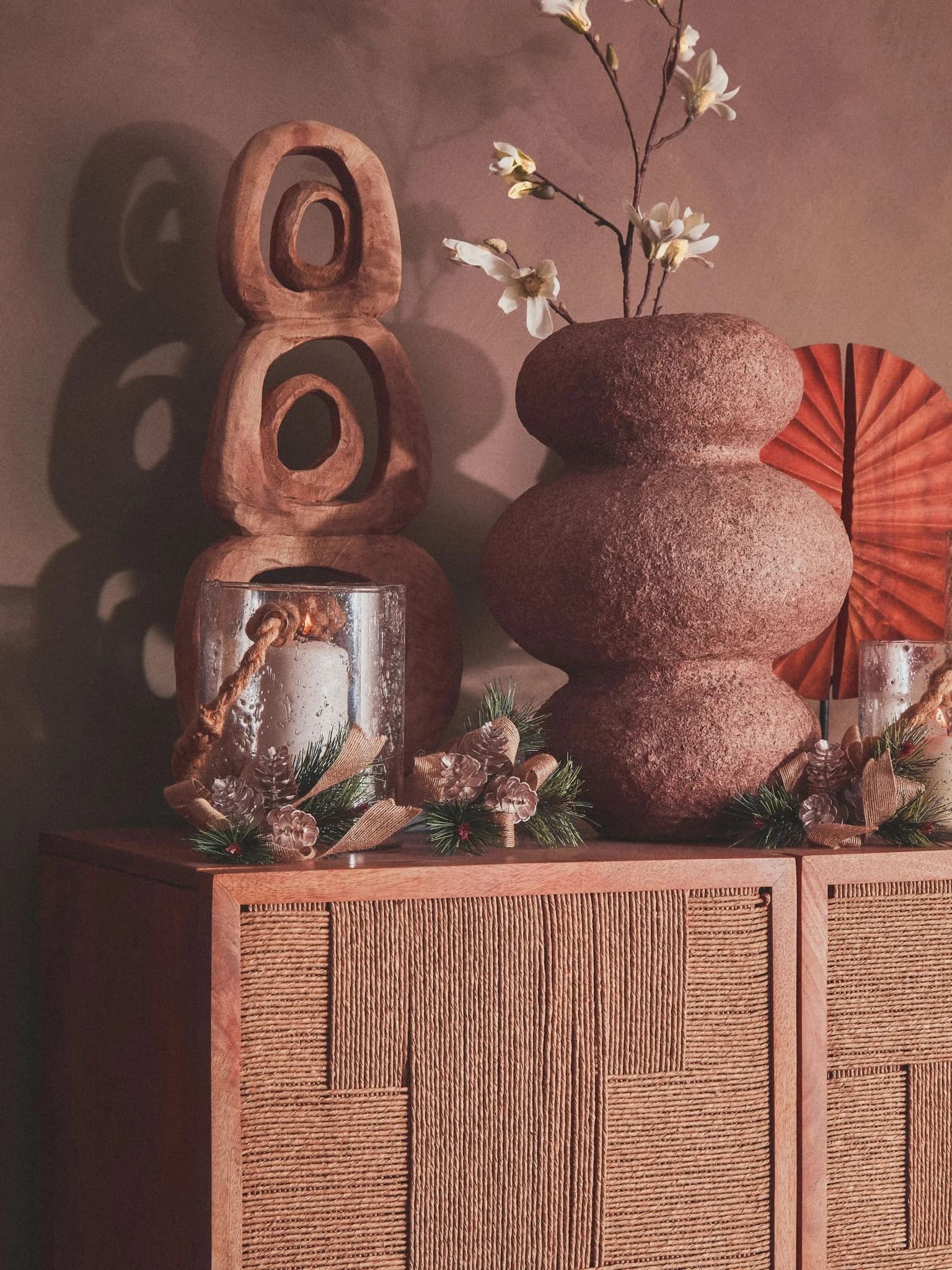 Teora Paper Rope Detail Two Door Mango Wood Cabinet - Bookcases & shelving, photo 3 of 8