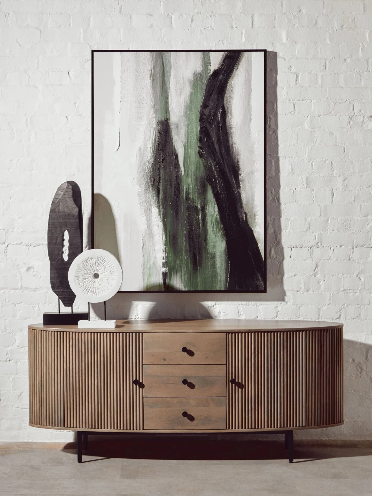 Torello Two Door Three Drawer Grey Mango Wood Sideboard - Bookcases & shelving, photo 5 of 8