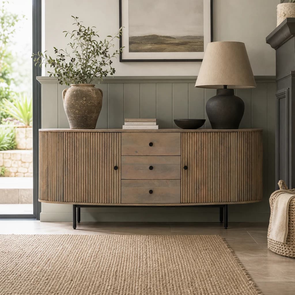 Torello Two Door Three Drawer Grey Mango Wood Sideboard - Bookcases & shelving, photo 1 of 8