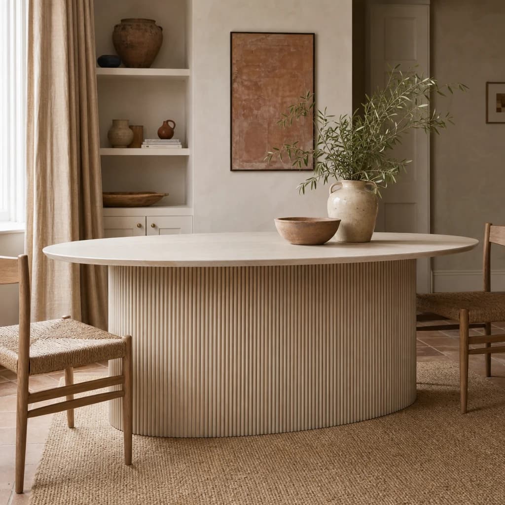 Torello Grey Mango Wood Oval Dining Table - Tables, photo 1 of 8