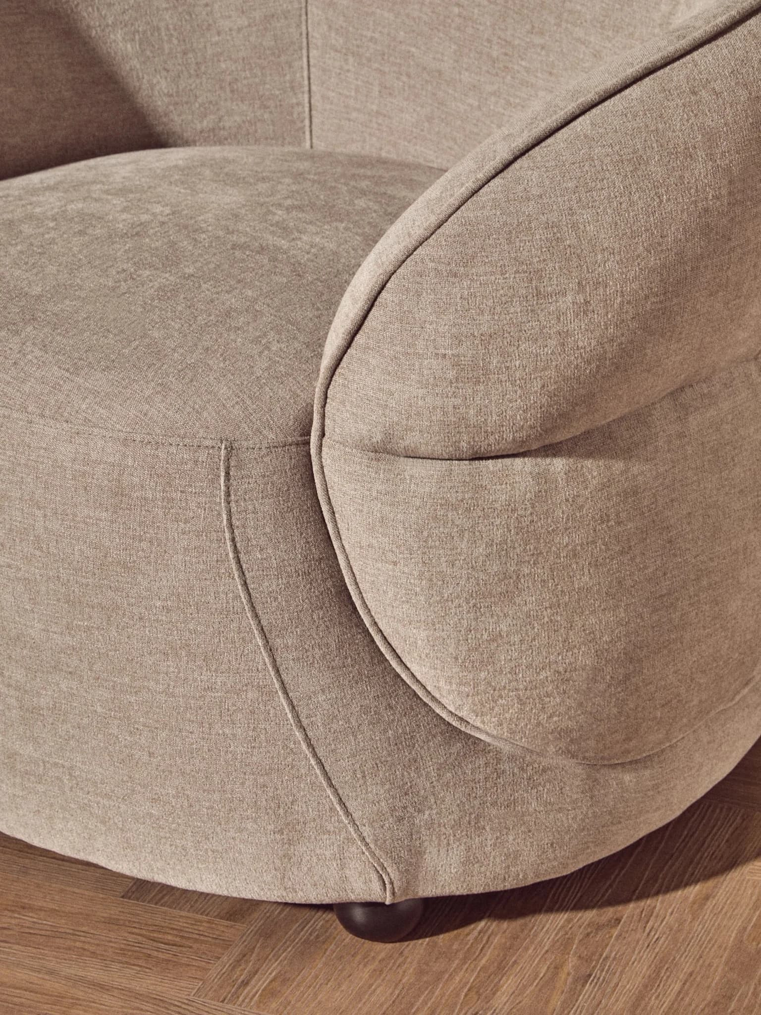 Daphne Taupe Chenille Effect Curved Chair - Seating, photo 5 of 8