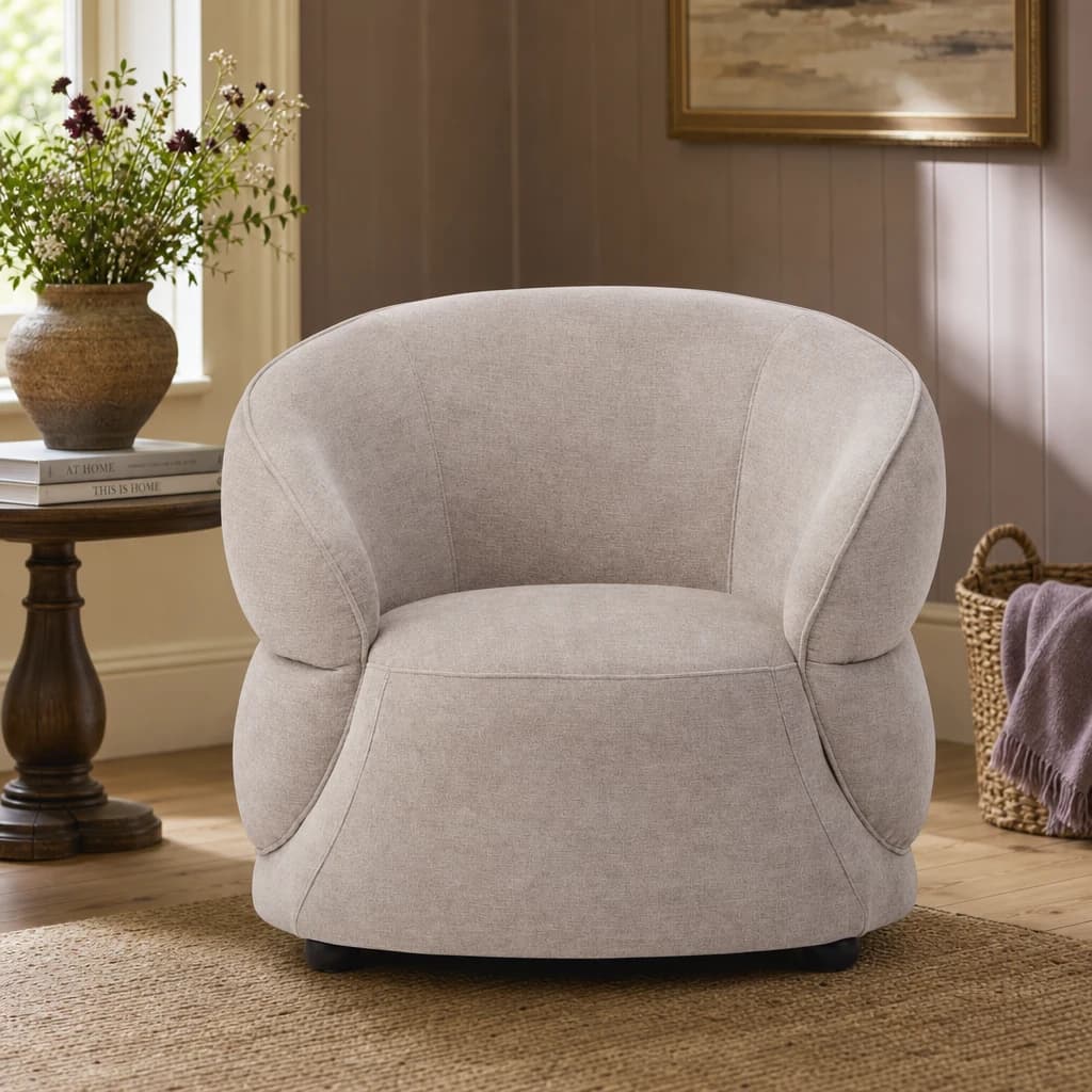Daphne Taupe Chenille Effect Curved Chair - Seating, photo 1 of 8