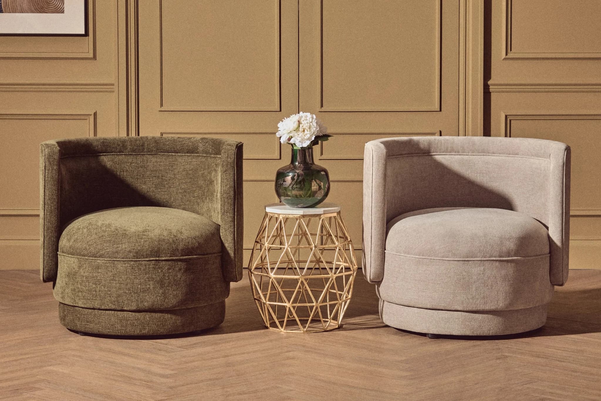 Drake Taupe Chenille Effect Curved Chair - Seating, photo 5 of 8