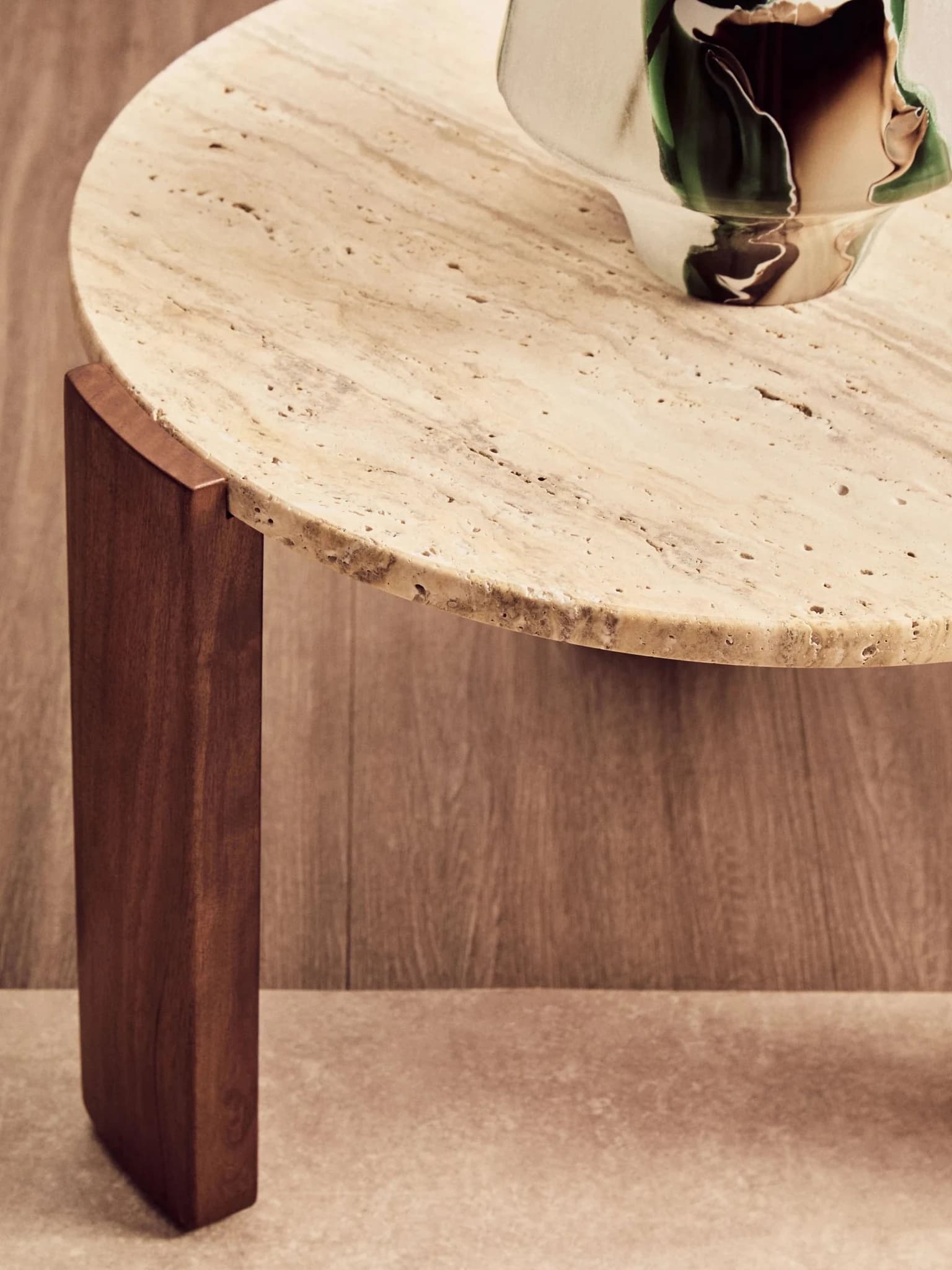 Palermo Travertine and Acacia Wood Small Coffee Table - Tables, photo 7 of 8
