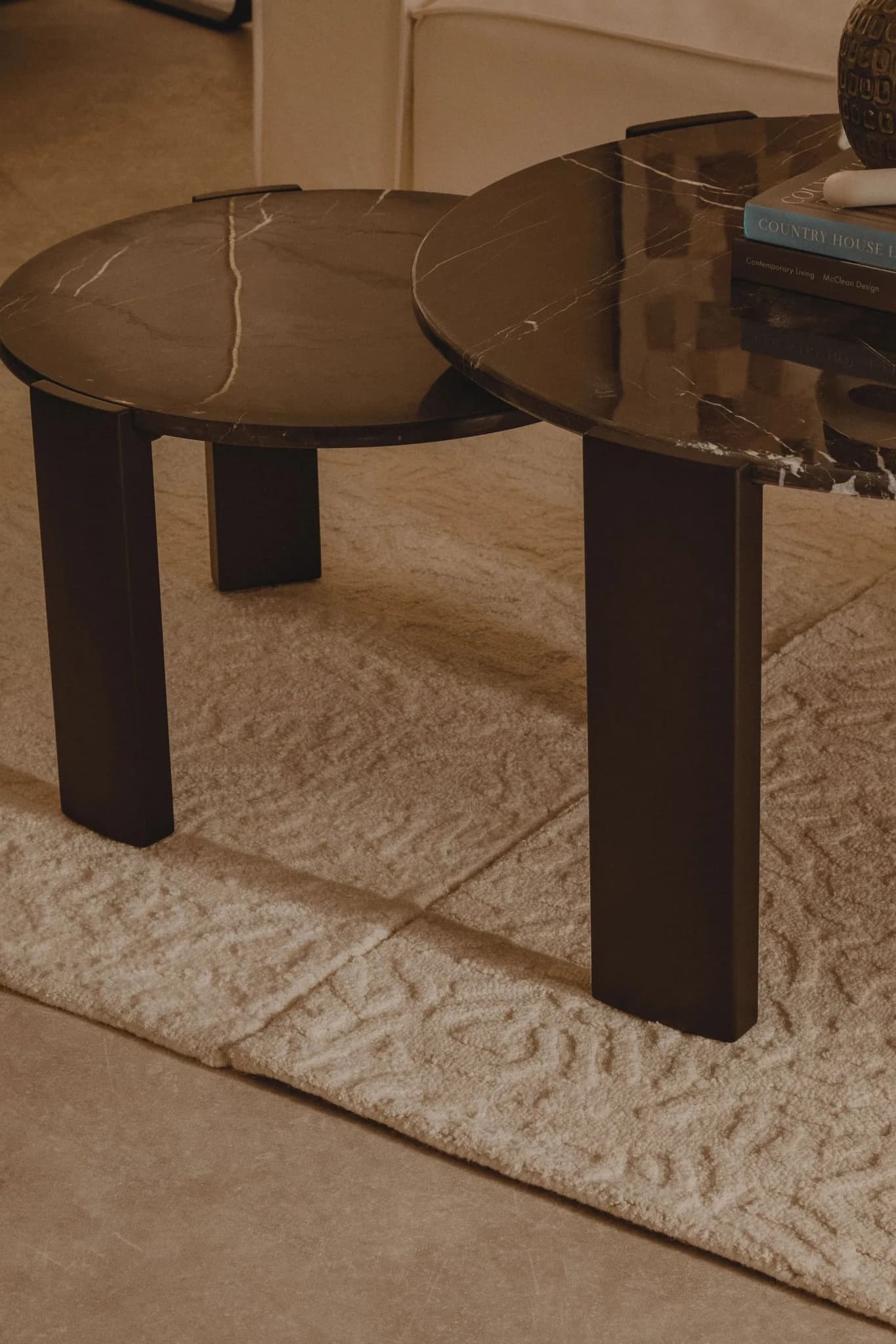 Palermo Black Marble and Acacia Wood Small Coffee Table - Tables, photo 2 of 8