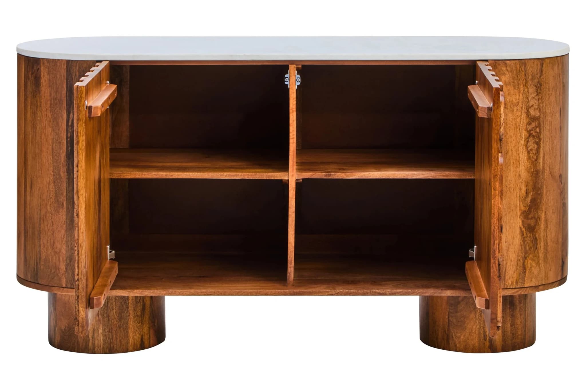 Torcino Marble and Carved Mango Wood Two Door Sideboard - Bookcases & shelving, photo 5 of 8