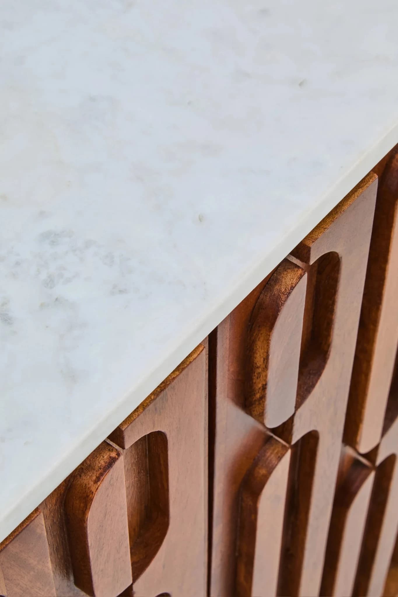 Torcino Marble and Carved Mango Wood Two Door Sideboard - Bookcases & shelving, photo 8 of 8