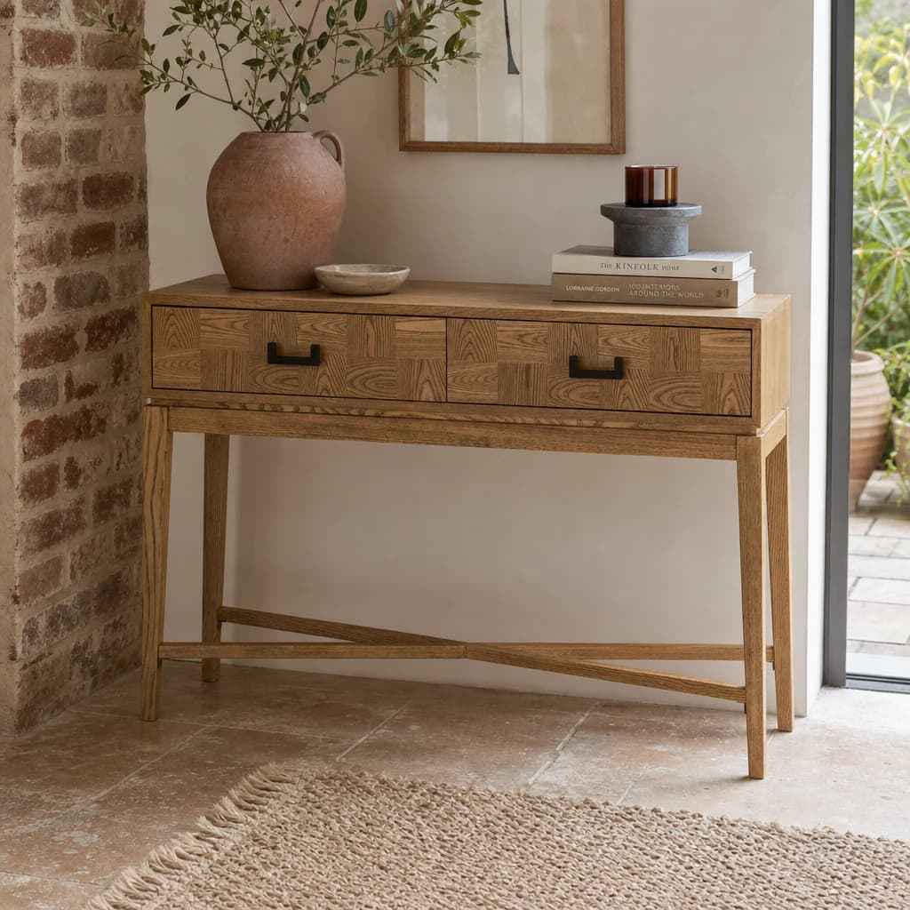 Dimaro Natural Two Drawer Console Table - Tables, photo 1 of 6