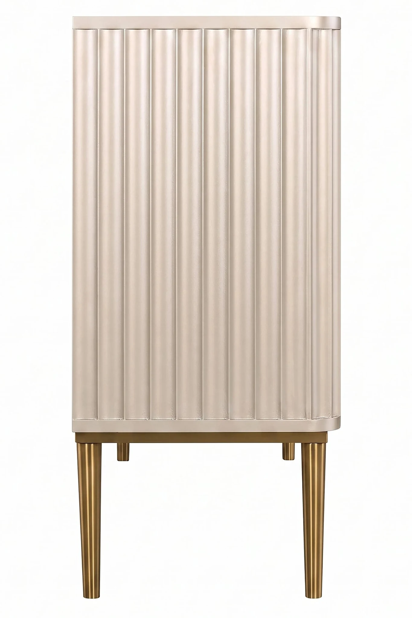 Dusino Champagne Gold Finish Three Door Flute Detail Sideboard - Bookcases & shelving, photo 3 of 5