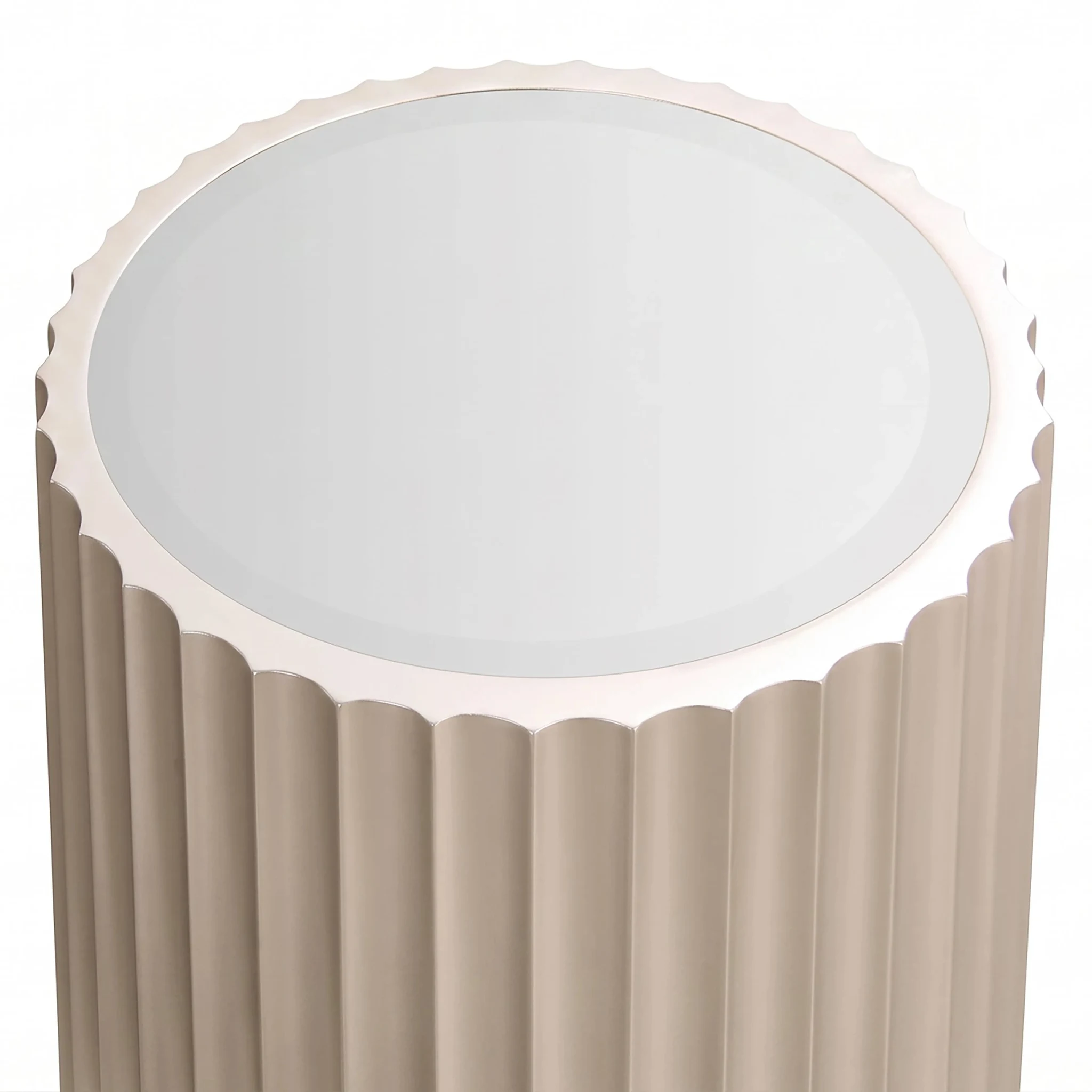 Dusino Champagne Gold Finish Flute Detail Side Table with Mirror Top - Tables, photo 3 of 3