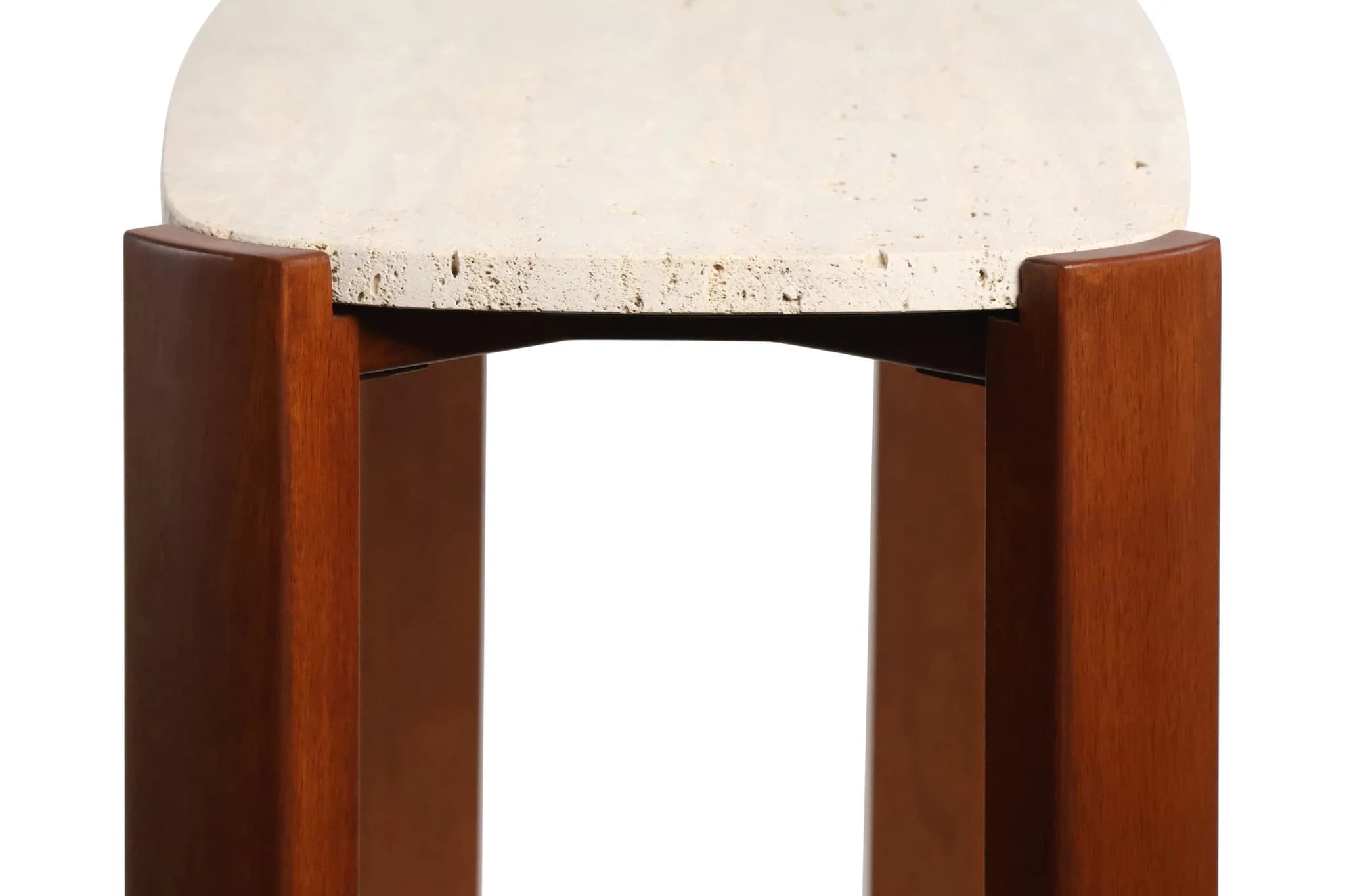 Palermo Travertine Top and Brown Acacia Wood Console Table - Tables, photo 4 of 7