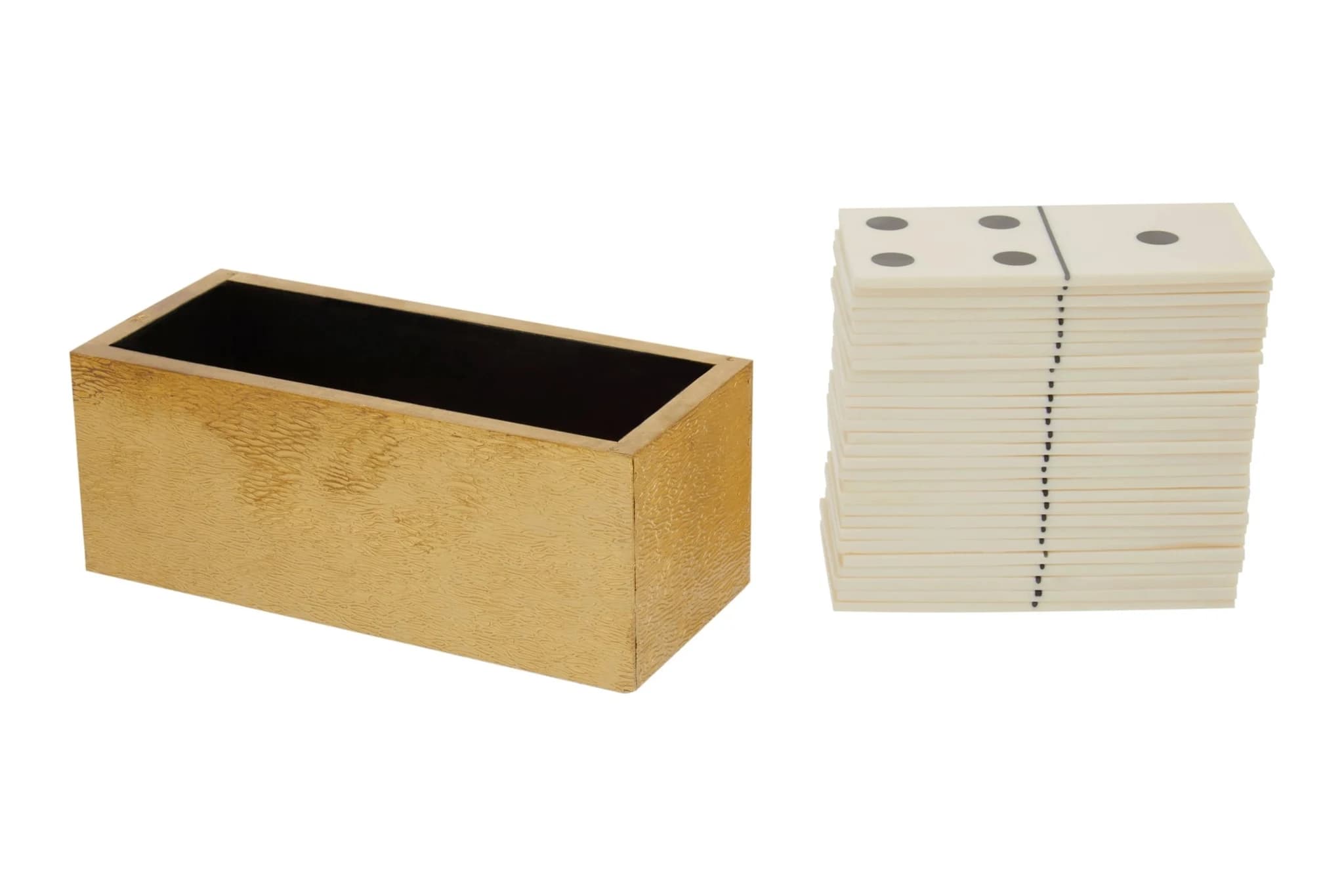 Churchill Games White and Gold Domino Set with White Dominoes - Decorative, photo 2 of 6