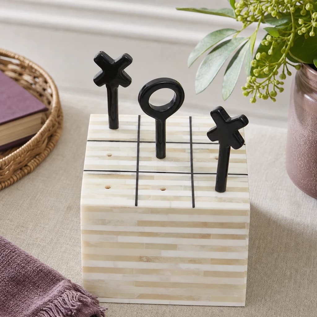 Churchill Games Cream and Black Bone Noughts & Crosses - Decorative, photo 1 of 8