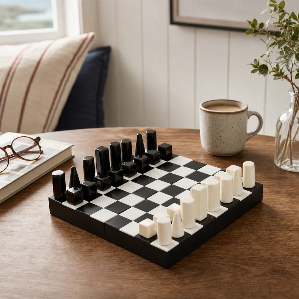 Churchill Games Small Black and White Foldable Chess Set - Decorative, photo 1 of 8
