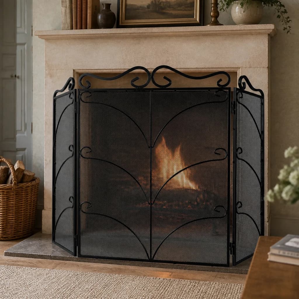 Heavy Large Black Ornate Fire Screen - Decorative, photo 1 of 2