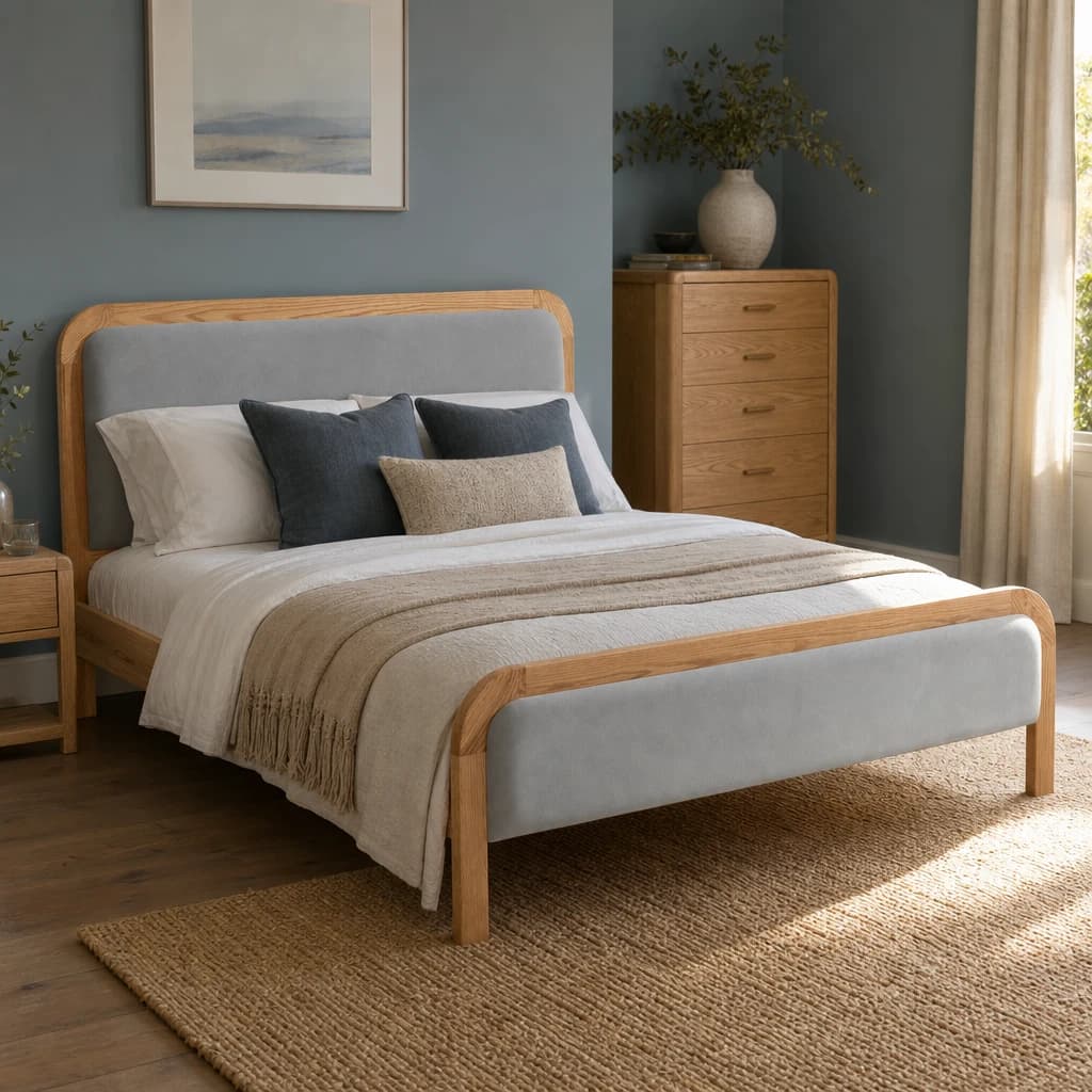 Amaya King Bed Oak - Beds & bed frames, photo 1 of 10