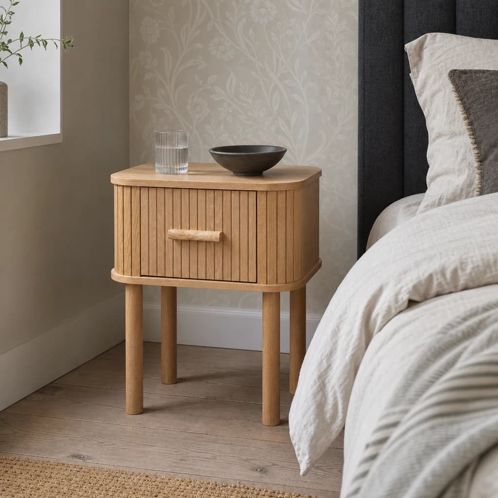 Axel 1 Drawer Fluted Bedside - Bedside tables, photo 1 of 10