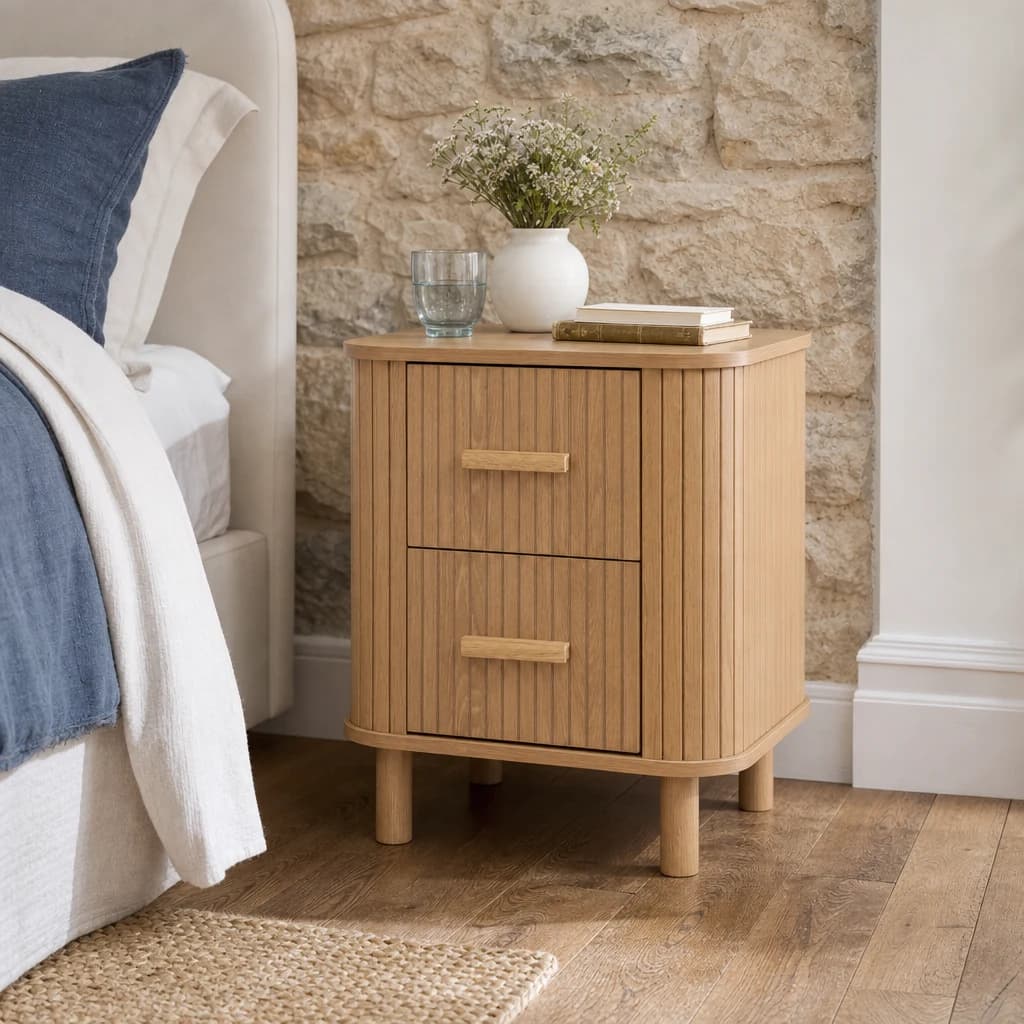 Axel 2 Drawer Fluted Bedside - Bedside tables, photo 1 of 10