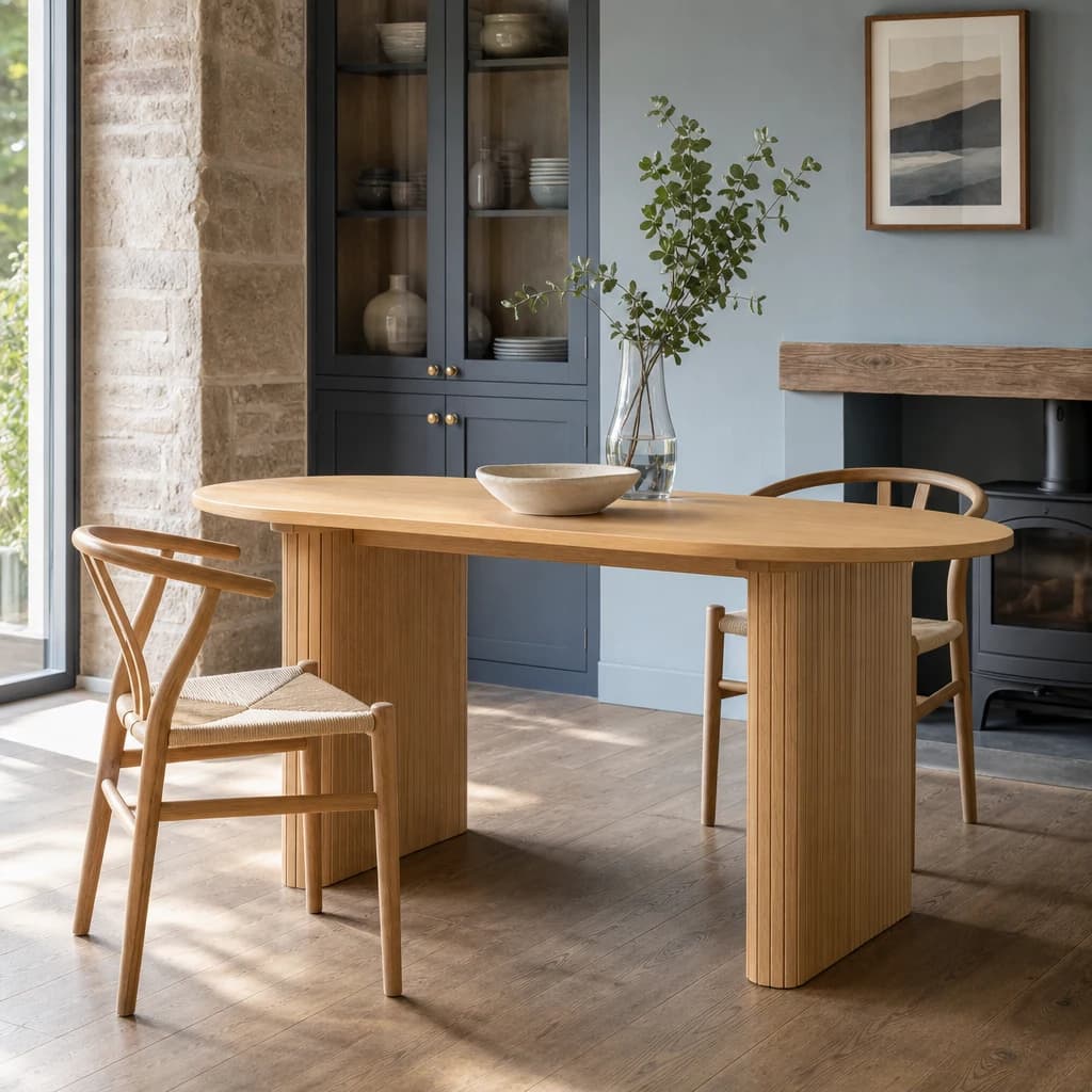 Axel Oval Fluted Dining Table