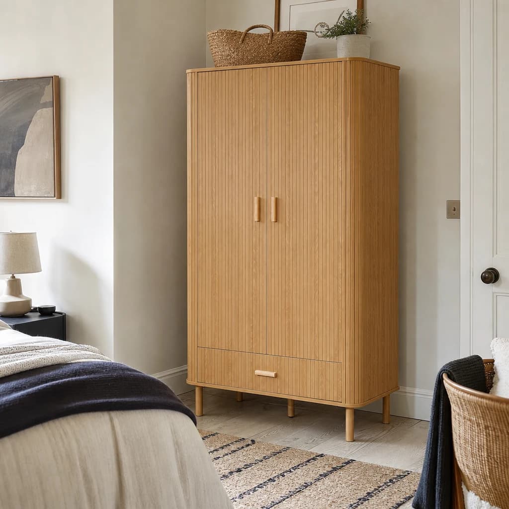 Axel 2 Door 1 Drawer Fluted Wardrobe