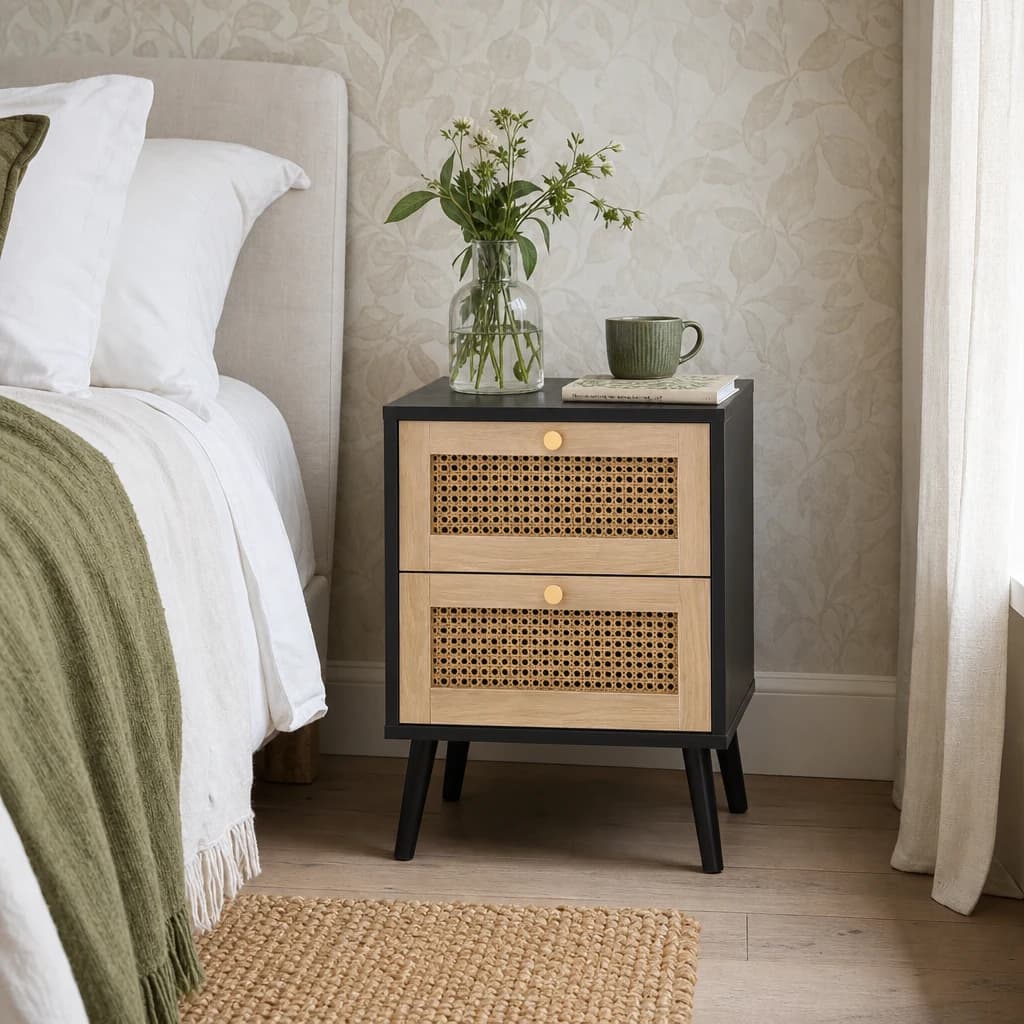 Croxley 2 Drawer Rattan Bedside - Bedside tables, photo 1 of 10