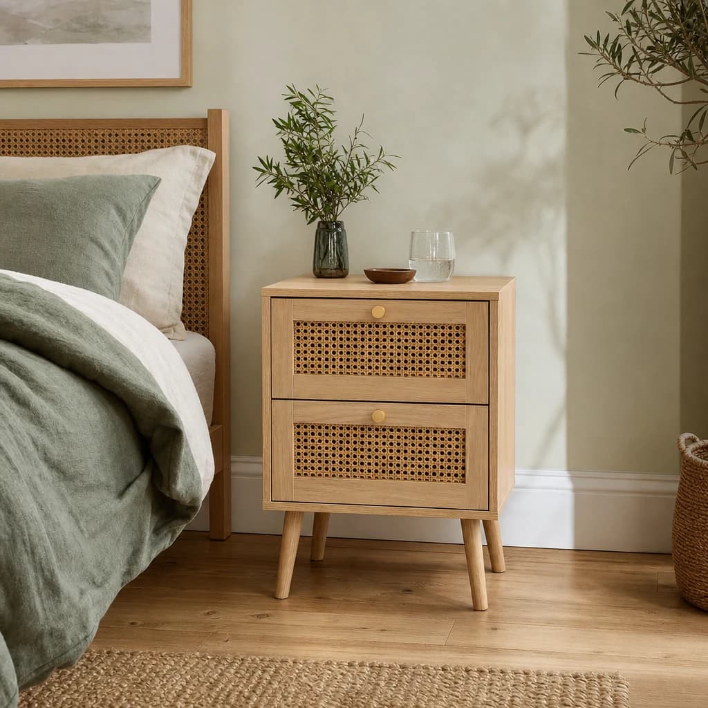 Croxley 2 Drawer Rattan Bedside - Bedside tables, photo 1 of 10