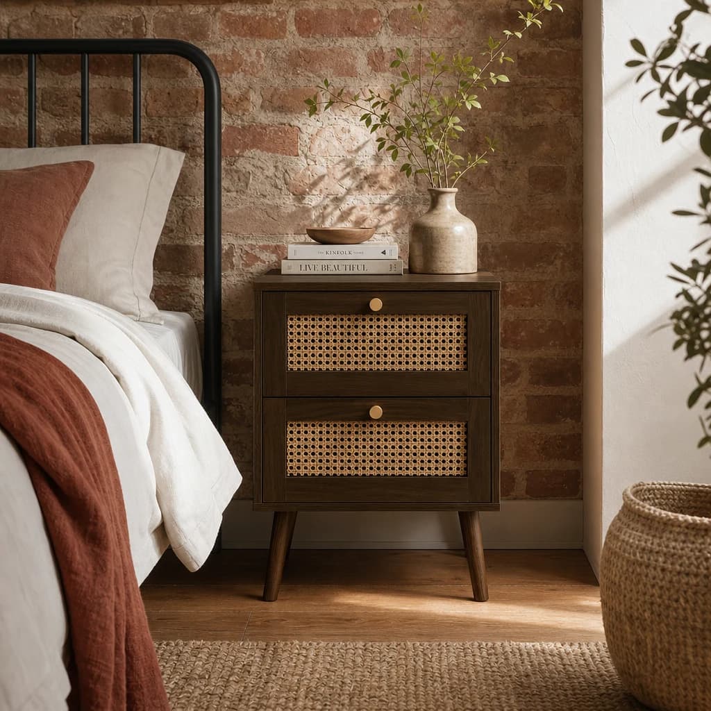 Croxley 2 Drawer Rattan Bedside - Bedside tables, photo 1 of 10