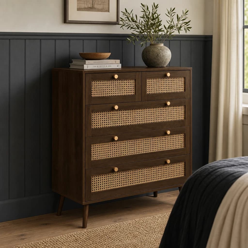 Croxley 5 Drawer Rattan Chest - Chests of drawers, photo 1 of 10